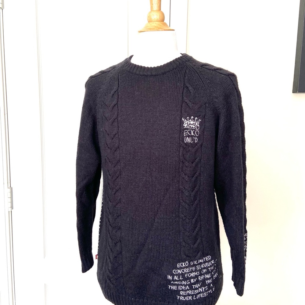 Ecko Unltd. Jumper Turtle wool & Acrylic Sweater Black Men's XL